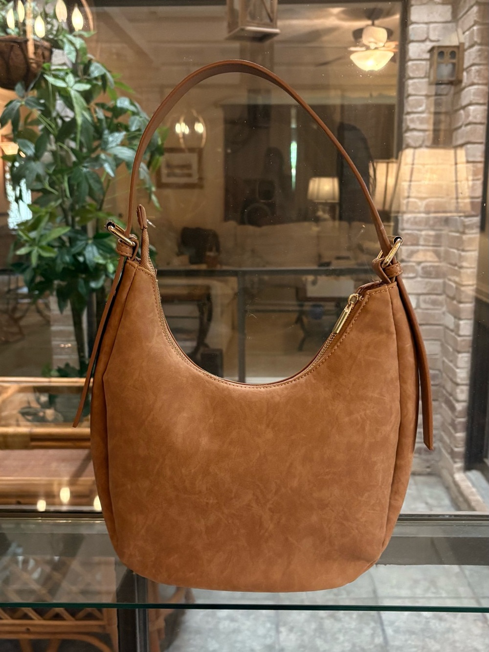 Suede look women's shoulder bag
